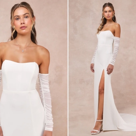 LULUS Bridal Wedding Sophisticated Elegant Corset Off the Shoulder Mermaid Gown - Picture 1 of 5